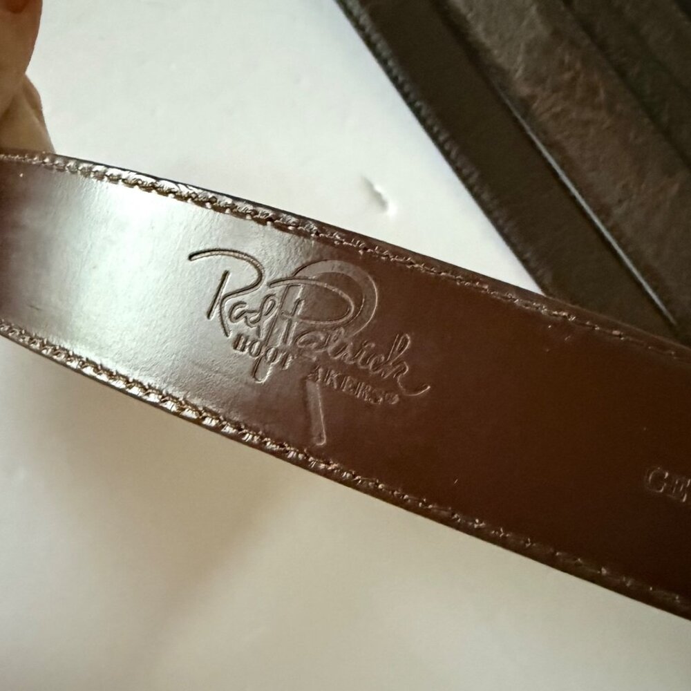 Rod Patrick Boots Mens Western Belt 1.25" Size 36 Taper End Brown Smooth Ostrich - Picture 10 of 12